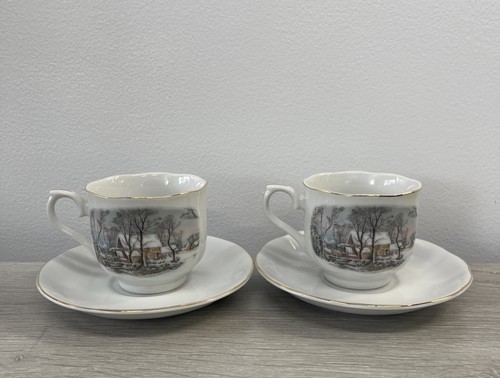 Currier ives scalloped cup - 2,